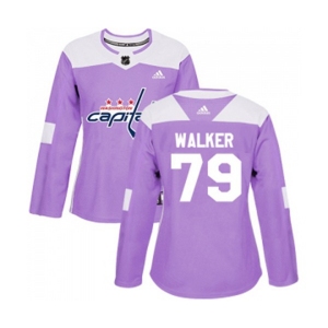 Women Adidas Washington Capitals #79 Nathan Walker Authentic Purple Fights Cancer Practice NHL Jersey