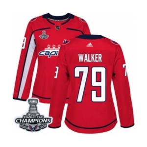 Women Adidas Washington Capitals #79 Nathan Walker Authentic Red Home 2018 Stanley Cup Final Champions NHL Jersey