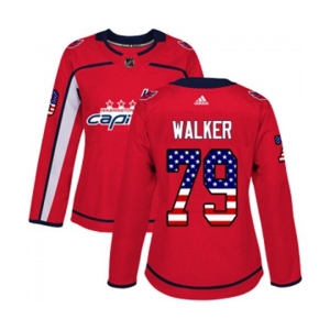 Women Adidas Washington Capitals #79 Nathan Walker Authentic Red USA Flag Fashion NHL Jersey
