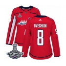 Women Adidas Washington Capitals #8 Alex Ovechkin Authentic Red Home 2018 Stanley Cup Final Champions NHL Jersey
