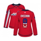 Women Adidas Washington Capitals #8 Alex Ovechkin Authentic Red USA Flag Fashion NHL Jersey