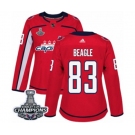 Women Adidas Washington Capitals #83 Jay Beagle Authentic Red Home 2018 Stanley Cup Final Champions NHL Jersey