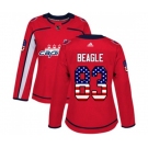 Women Adidas Washington Capitals #83 Jay Beagle Authentic Red USA Flag Fashion NHL Jersey