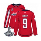 Women Adidas Washington Capitals #9 Dmitry Orlov Authentic Red Home 2018 Stanley Cup Final Champions NHL Jersey