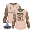 Women Adidas Washington Capitals #91 Tyler Graovac Authentic Camo Veterans Day Practice 2018 Stanley Cup Final Champions NHL Jersey