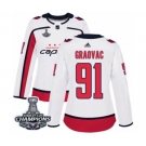 Women Adidas Washington Capitals #91 Tyler Graovac Authentic White Away 2018 Stanley Cup Final Champions NHL Jersey