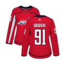Women Adidas Washington Capitals #91 Tyler Graovac Premier Red Home NHL Jersey