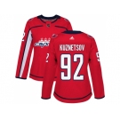Women Adidas Washington Capitals #92 Evgeny Kuznetsov Red Home Authentic Stitched NHL Jersey