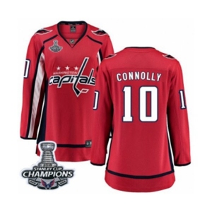 Women Washington Capitals #10 Brett Connolly Fanatics Branded Red Home Breakaway 2018 Stanley Cup Final Champions NHL Jersey