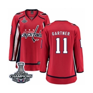 Women Washington Capitals #11 Mike Gartner Fanatics Branded Red Home Breakaway 2018 Stanley Cup Final Champions NHL Jersey