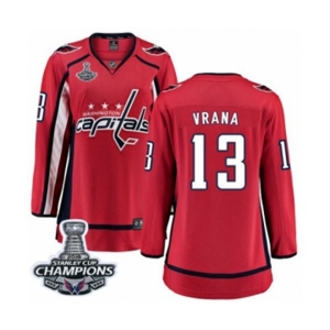 Women Washington Capitals #13 Jakub Vrana Fanatics Branded Red Home Breakaway 2018 Stanley Cup Final Champions NHL Jersey