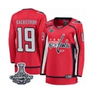 Women Washington Capitals #19 Nicklas Backstrom Fanatics Branded Red Home Breakaway 2018 Stanley Cup Final Champions NHL Jersey