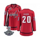Women Washington Capitals #20 Lars Eller Fanatics Branded Red Home Breakaway 2018 Stanley Cup Final Champions NHL Jersey
