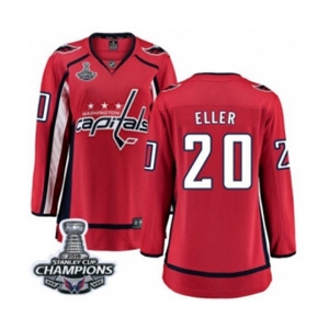 Women Washington Capitals #20 Lars Eller Fanatics Branded Red Home Breakaway 2018 Stanley Cup Final Champions NHL Jersey