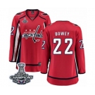 Women Washington Capitals #22 Madison Bowey Fanatics Branded Red Home Breakaway 2018 Stanley Cup Final Champions NHL Jersey