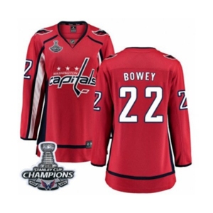 Women Washington Capitals #22 Madison Bowey Fanatics Branded Red Home Breakaway 2018 Stanley Cup Final Champions NHL Jersey