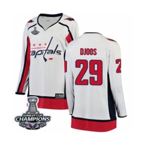 Women Washington Capitals #29 Christian Djoos Fanatics Branded White Away Breakaway 2018 Stanley Cup Final Champions NHL Jersey