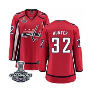 Women Washington Capitals #32 Dale Hunter Fanatics Branded Red Home Breakaway 2018 Stanley Cup Final Champions NHL Jersey