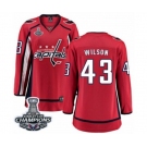 Women Washington Capitals #43 Tom Wilson Fanatics Branded Red Home Breakaway 2018 Stanley Cup Final Champions NHL Jersey