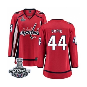 Women Washington Capitals #44 Brooks Orpik Fanatics Branded Red Home Breakaway 2018 Stanley Cup Final Champions NHL Jersey