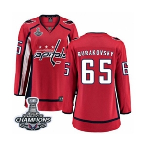 Women Washington Capitals #65 Andre Burakovsky Fanatics Branded Red Home Breakaway 2018 Stanley Cup Final Champions NHL Jersey