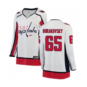 Women Washington Capitals #65 Andre Burakovsky Fanatics Branded White Away Breakaway NHL Jersey