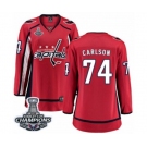 Women Washington Capitals #74 John Carlson Fanatics Branded Red Home Breakaway 2018 Stanley Cup Final Champions NHL Jersey