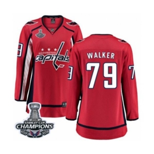 Women Washington Capitals #79 Nathan Walker Fanatics Branded Red Home Breakaway 2018 Stanley Cup Final Champions NHL Jersey