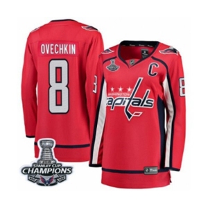 Women Washington Capitals #8 Alex Ovechkin Fanatics Branded Red Home Breakaway 2018 Stanley Cup Final Champions NHL Jersey