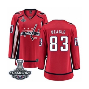 Women Washington Capitals #83 Jay Beagle Fanatics Branded Red Home Breakaway 2018 Stanley Cup Final Champions NHL Jersey