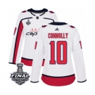 Women's Adidas Washington Capitals #10 Brett Connolly Authentic White Away 2018 Stanley Cup Final NHL Jersey