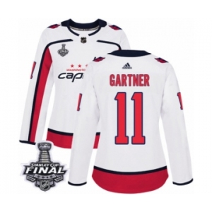 Women's Adidas Washington Capitals #11 Mike Gartner Authentic White Away 2018 Stanley Cup Final NHL Jersey