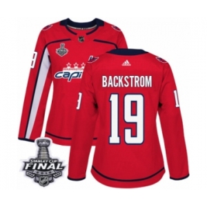 Women's Adidas Washington Capitals #19 Nicklas Backstrom Authentic Red Home 2018 Stanley Cup Final NHL Jersey