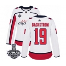 Women's Adidas Washington Capitals #19 Nicklas Backstrom Authentic White Away 2018 Stanley Cup Final NHL Jersey