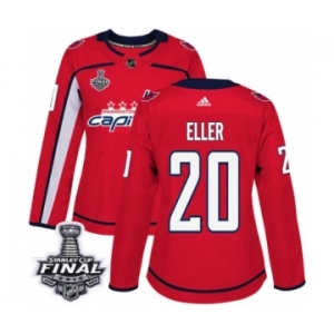 Women's Adidas Washington Capitals #20 Lars Eller Authentic Red Home 2018 Stanley Cup Final NHL Jersey