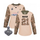 Women's Adidas Washington Capitals #21 Dennis Maruk Authentic Camo Veterans Day Practice 2018 Stanley Cup Final NHL Jersey