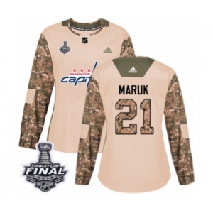 Women's Adidas Washington Capitals #21 Dennis Maruk Authentic Camo Veterans Day Practice 2018 Stanley Cup Final NHL Jersey