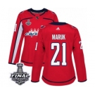 Women's Adidas Washington Capitals #21 Dennis Maruk Authentic Red Home 2018 Stanley Cup Final NHL Jersey