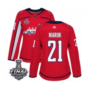 Women's Adidas Washington Capitals #21 Dennis Maruk Authentic Red Home 2018 Stanley Cup Final NHL Jersey