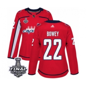 Women's Adidas Washington Capitals #22 Madison Bowey Authentic Red Home 2018 Stanley Cup Final NHL Jersey
