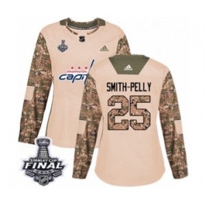 Women's Adidas Washington Capitals #25 Devante Smith-Pelly Authentic Camo Veterans Day Practice 2018 Stanley Cup Final NHL Jersey