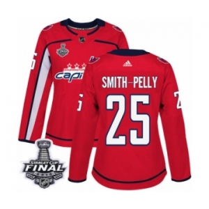 Women's Adidas Washington Capitals #25 Devante Smith-Pelly Authentic Red Home 2018 Stanley Cup Final NHL Jersey