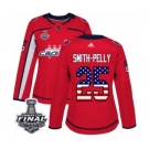 Women's Adidas Washington Capitals #25 Devante Smith-Pelly Authentic Red USA Flag Fashion 2018 Stanley Cup Final NHL Jersey