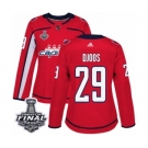 Women's Adidas Washington Capitals #29 Christian Djoos Authentic Red Home 2018 Stanley Cup Final NHL Jersey