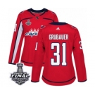 Women's Adidas Washington Capitals #31 Philipp Grubauer Authentic Red Home 2018 Stanley Cup Final NHL Jersey
