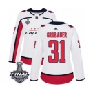 Women's Adidas Washington Capitals #31 Philipp Grubauer Authentic White Away 2018 Stanley Cup Final NHL Jersey