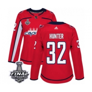 Women's Adidas Washington Capitals #32 Dale Hunter Authentic Red Home 2018 Stanley Cup Final NHL Jersey