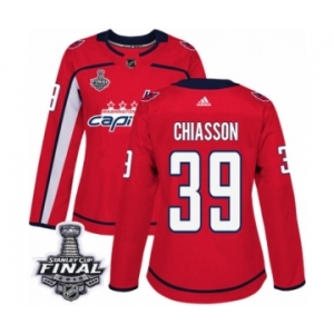 Women's Adidas Washington Capitals #39 Alex Chiasson Authentic Red Home 2018 Stanley Cup Final NHL Jersey