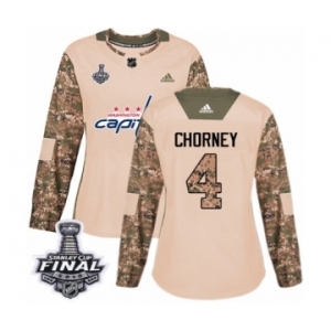 Women's Adidas Washington Capitals #4 Taylor Chorney Authentic Camo Veterans Day Practice 2018 Stanley Cup Final NHL Jersey