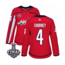 Women's Adidas Washington Capitals #4 Taylor Chorney Authentic Red Home 2018 Stanley Cup Final NHL Jersey